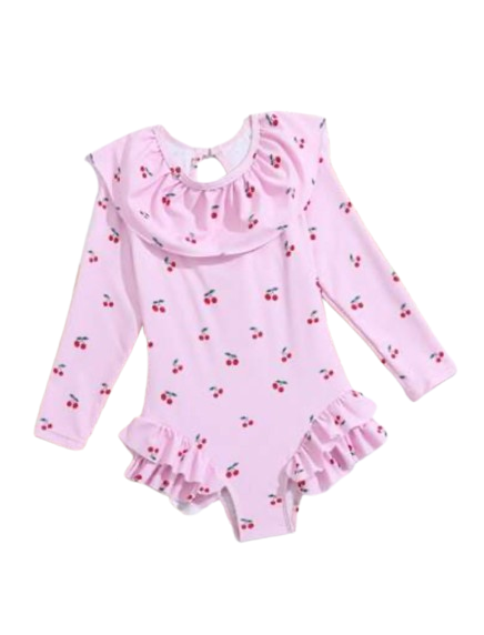 Traje de baño rosado una pieza niña