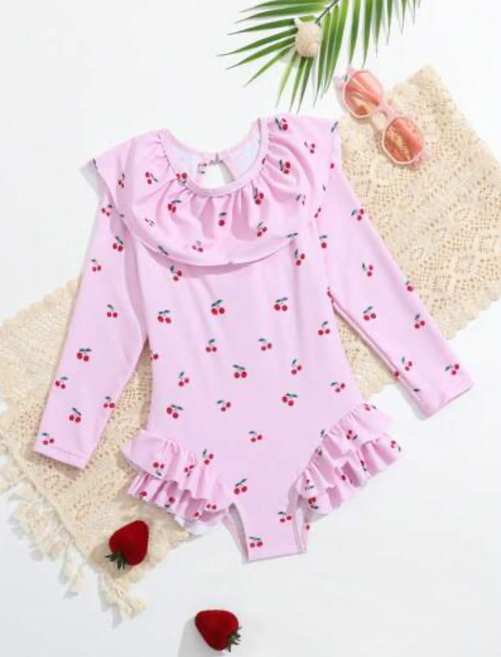Traje de baño rosado una pieza niña