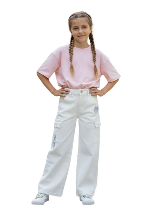 Pantalon jeans blanco niña Minnie MM-2517