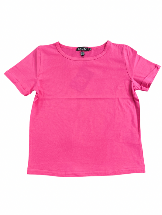 Camisa crop top basic rosado fucsia algodón camiseta  CTD1154-10 395280