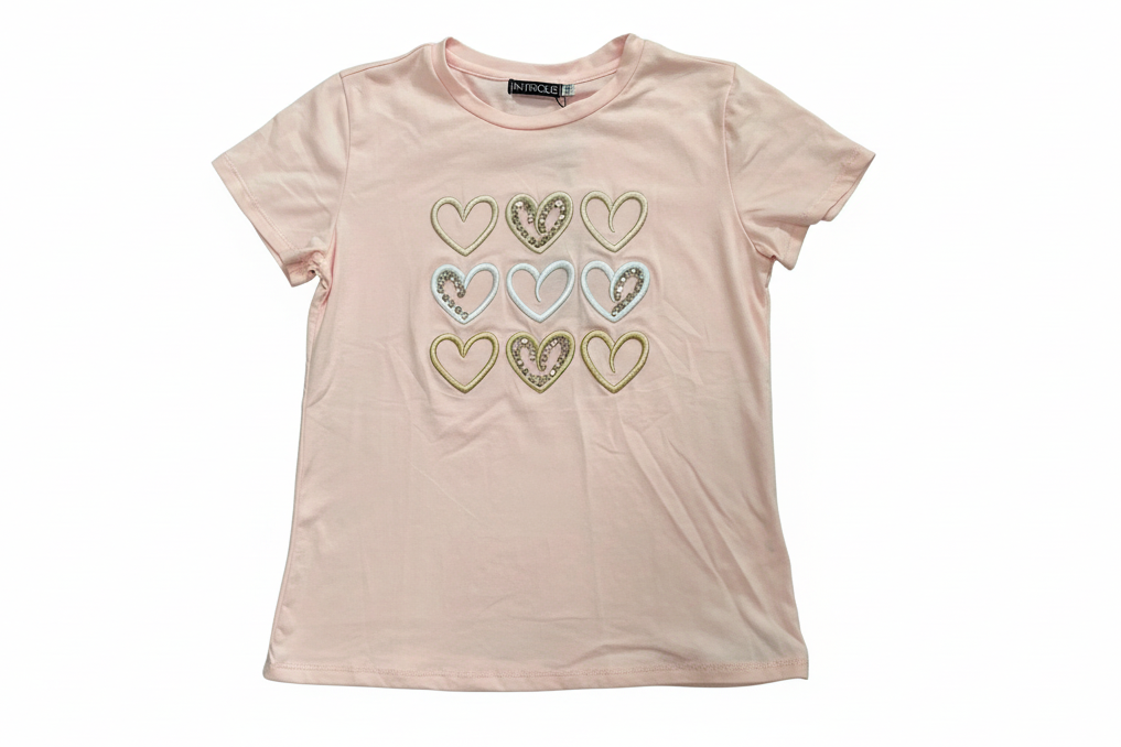 Camisa corazones bordados rosado Intrigue  S-XL IN1-2213 425350