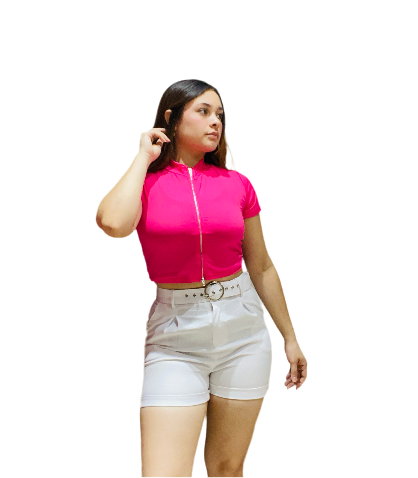 Short tiro alto con faja tela formal INT7-1740 blanco 7450122116821 445315 promo 4x1000