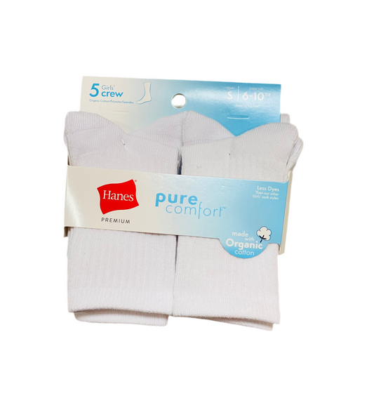 Set 5 pares calcetines blancos bebe niña Hanes