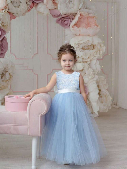 Vestido celeste gala eventos niña