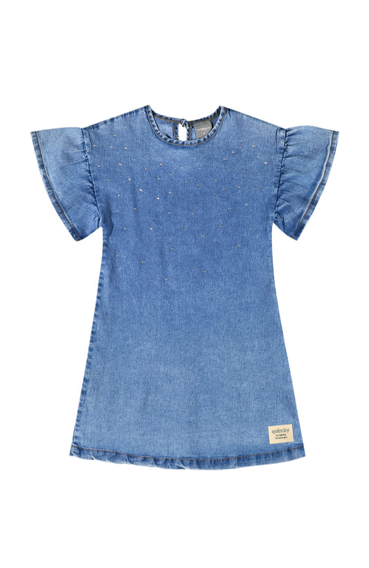 Vestido azul jeans quimbykids niña 34181-184025 revuelos denim