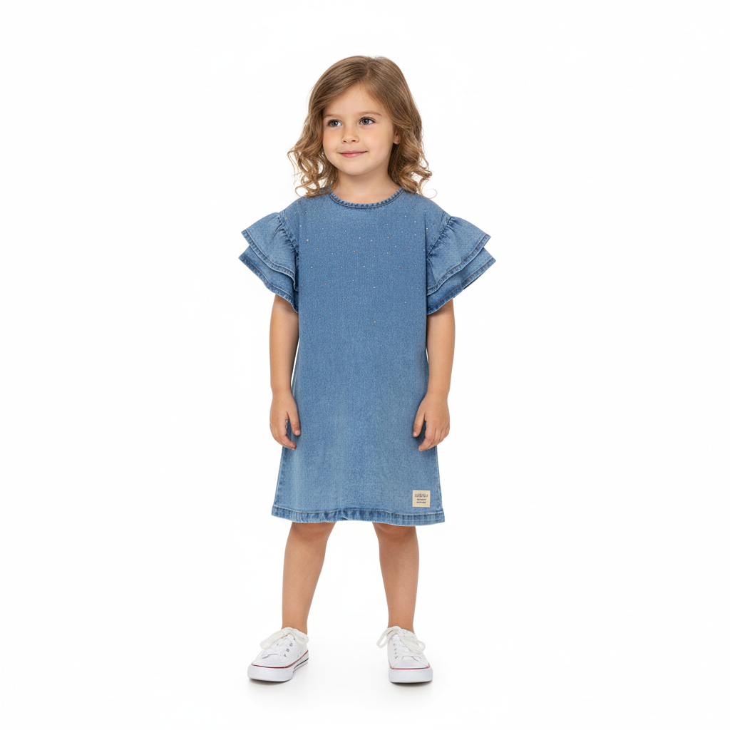 Vestido azul jeans quimby niña 34181-184025 revuelos denim