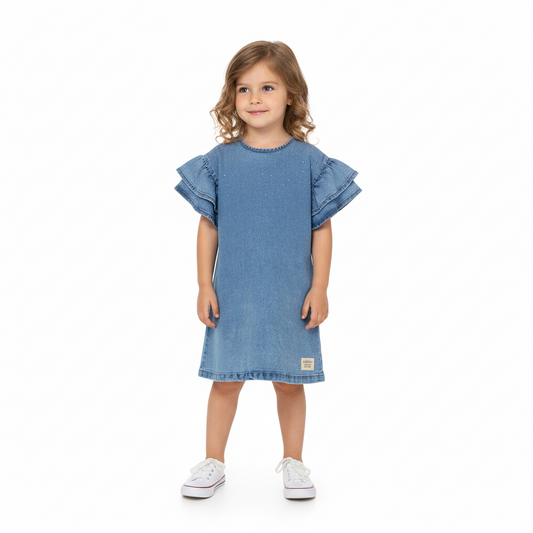Vestido azul jeans quimby niña 34181-184025 revuelos denim