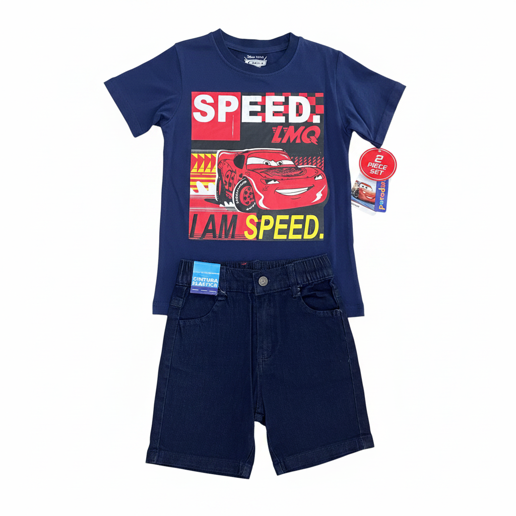 Set 2 piezas rayo McQueen cars short  camisa azul niño A9-C3-187N 545490