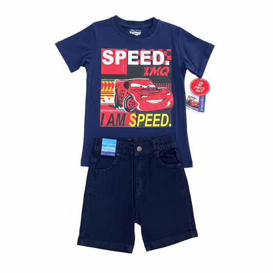 Set 2 piezas rayo McQueen cars short  camisa azul niño A9-C3-187N 545490