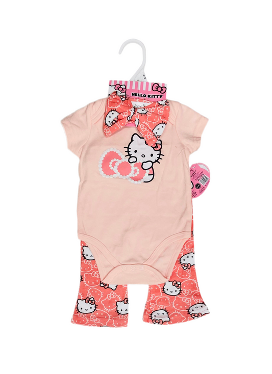 Set 3 piezas Mameluco y pantalón Hello Kitty bebé niña