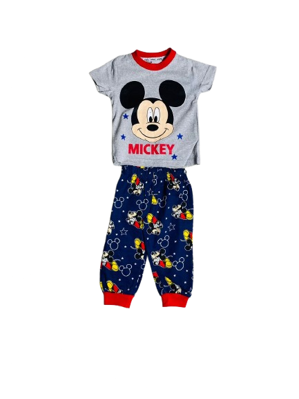 Set 2 piezas pijama Mickey camisa gris niño