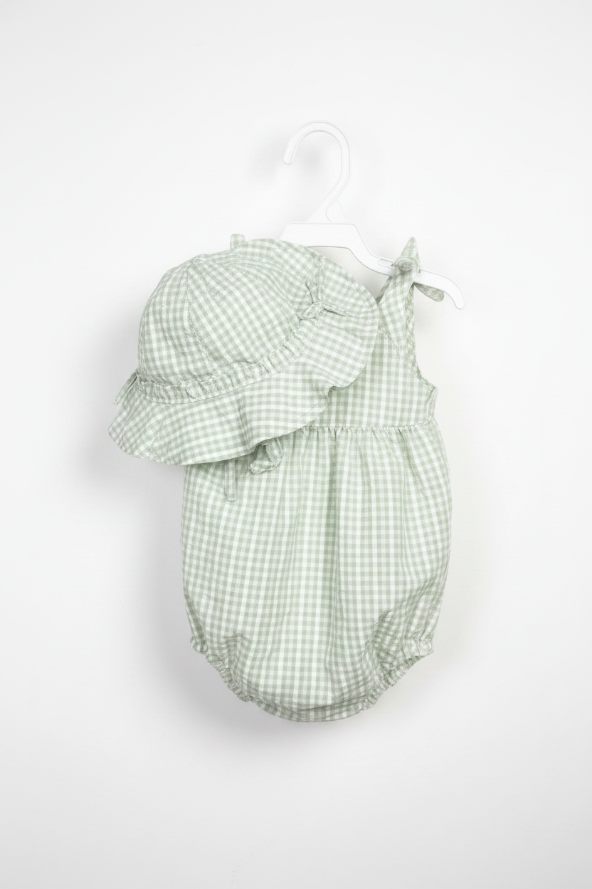 Set 2 piezas overall sombrero verde bebe niña carters gorro 1T393410G