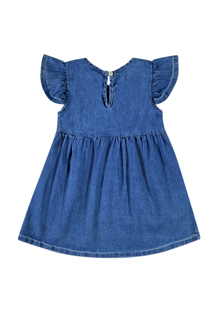 Vestido azul jean quimbybaby bebe niña 34132-184025 revuelos denim