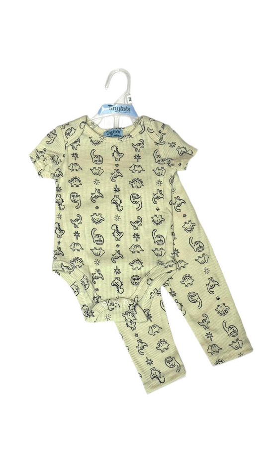 Set 2 piezas mameluco pijama beige bebe niño Tinytots AP15067