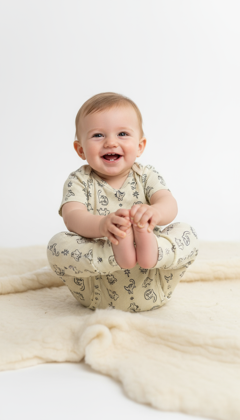 Set 2 piezas mameluco pijama beige bebe niño Tinytots AP15067