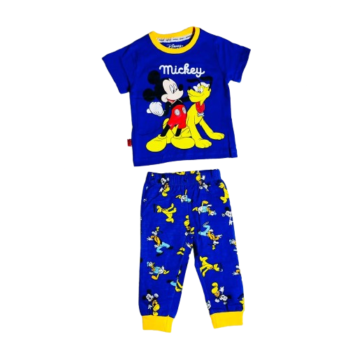 Set 2 piezas pijama Mickey camisa azul niño