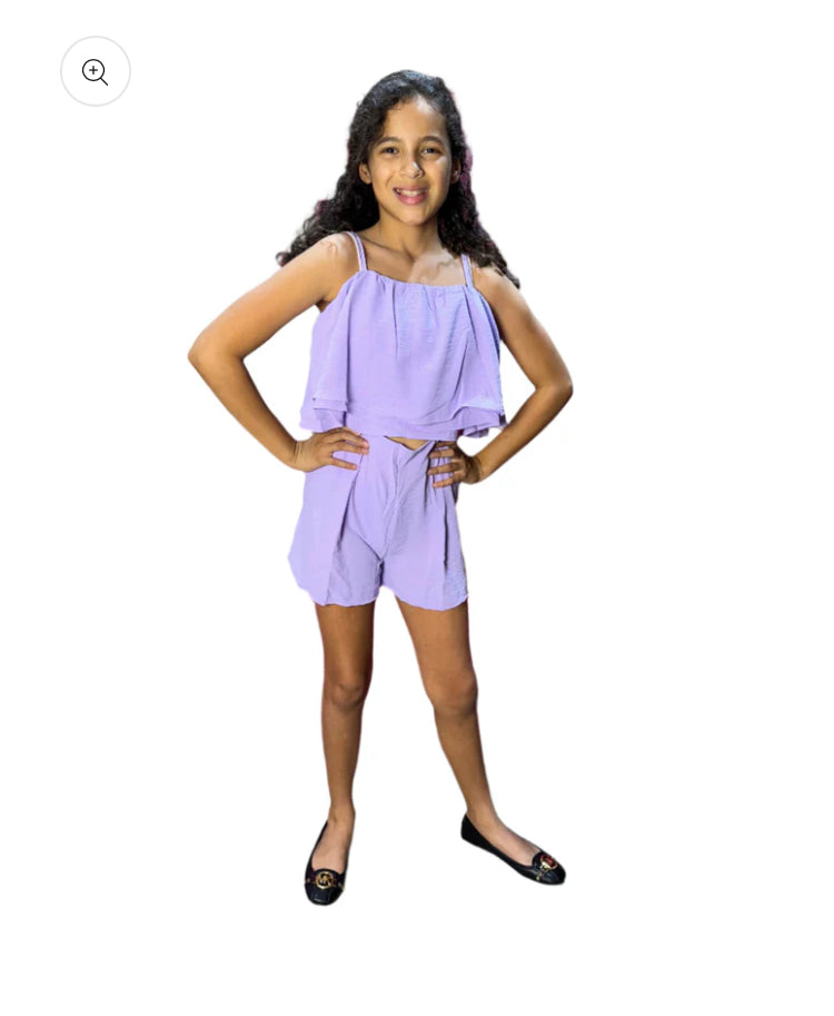 Set 2 piezas morado niña short camisa Chic mi CSG1208-6