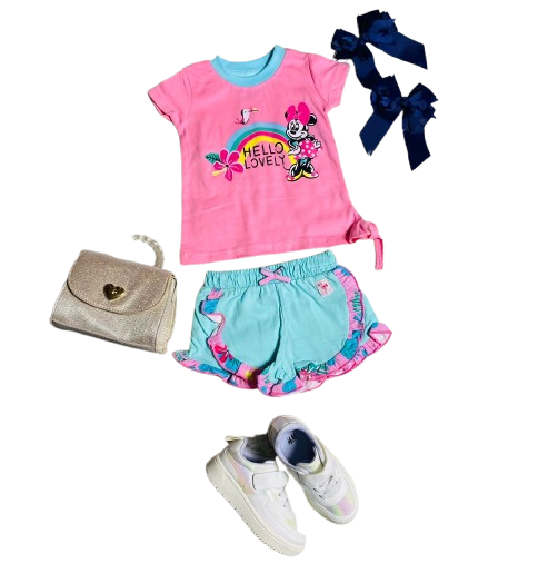 Set 2 piezas camisa rosada bebe niña minnie disney