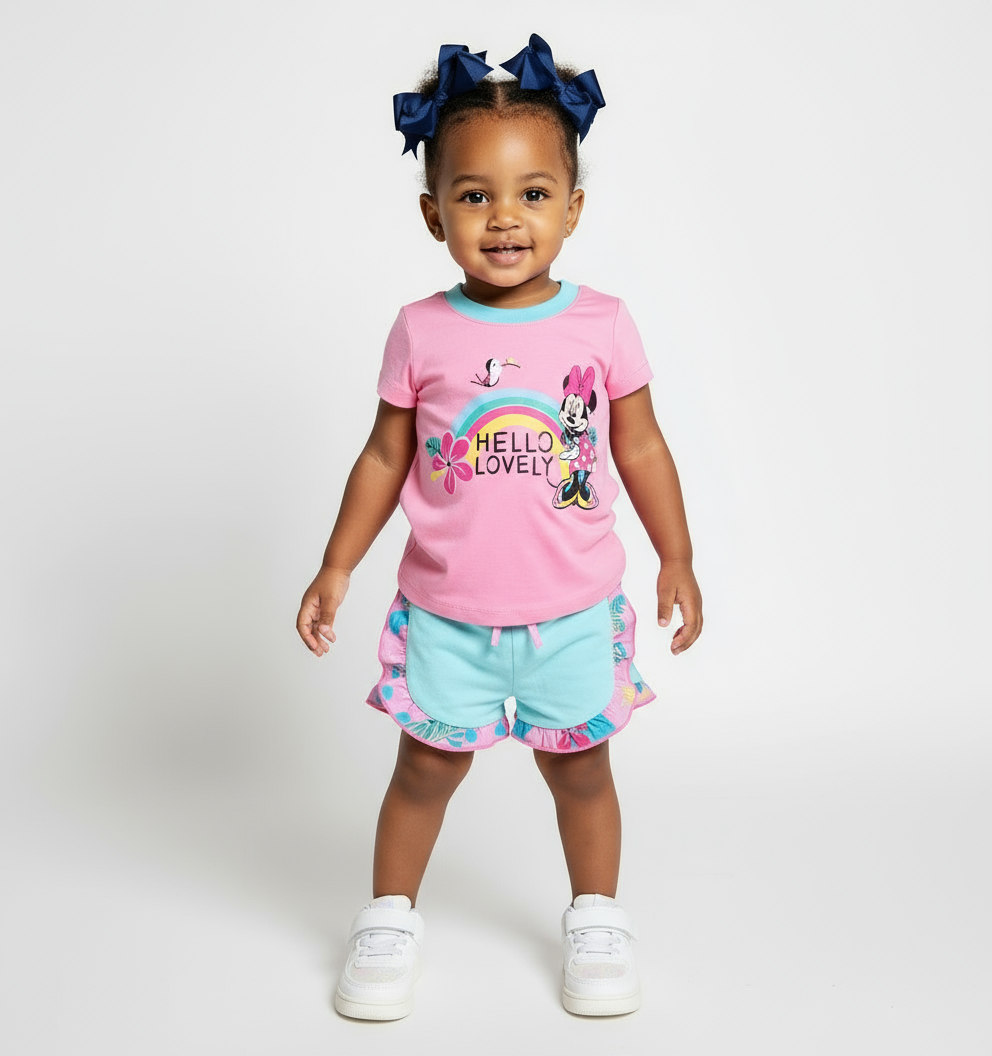 Set 2 piezas camisa rosada bebe niña minnie disney promo 3x1000