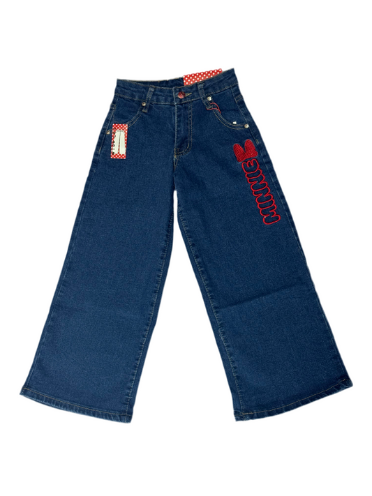 Pantalon jeans azul oscuro acampanado niña Minnie Disney MM-2515