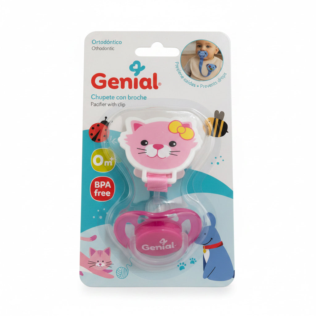 Set Chupete y porta chupete Genial bebe niña gato