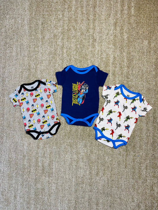 Set 3 piezas mameluco bebe niño liga de la justicia