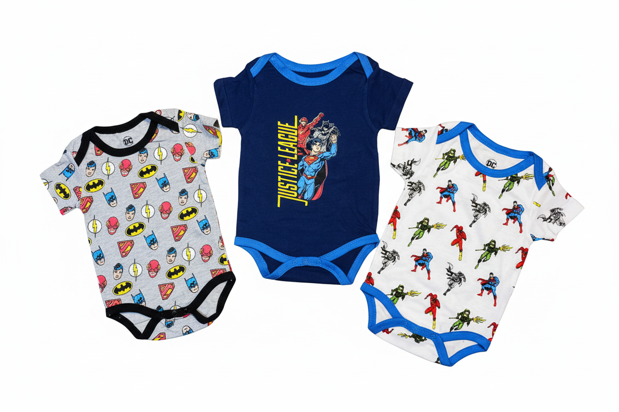 Set 3 piezas mameluco bebe niño liga de la justicia C2-JL-865B 490445 promo 3x1000