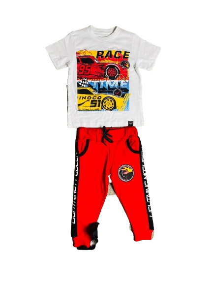 Set conjunto 2 piezas  cars camisa blanca niño