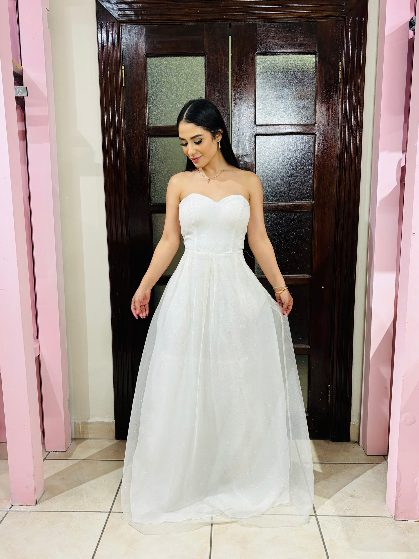 Vestido gala dama blanco SM