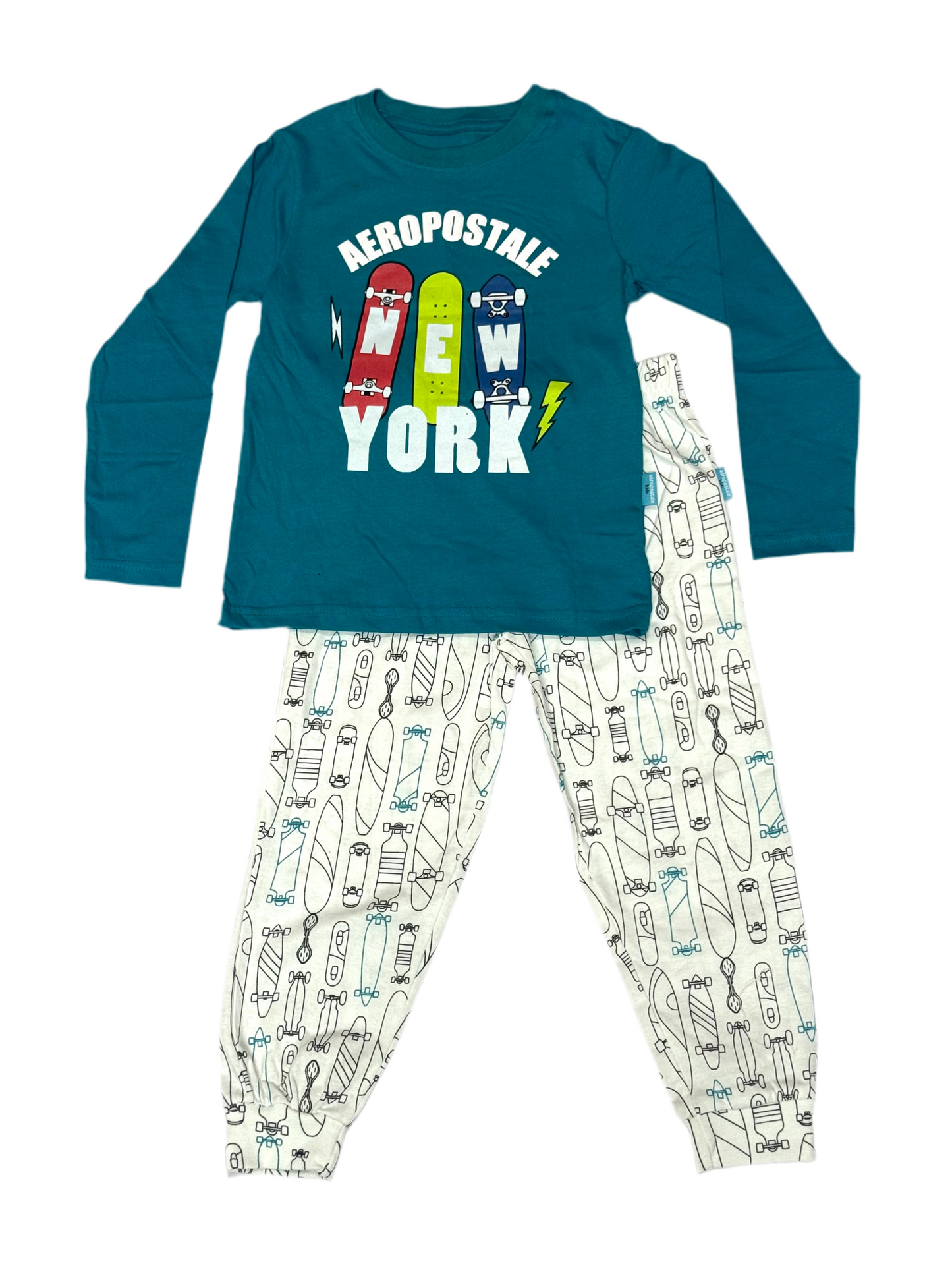 Pijama niño camisa new york azul claro pantalon blanco Aeropostale 3167