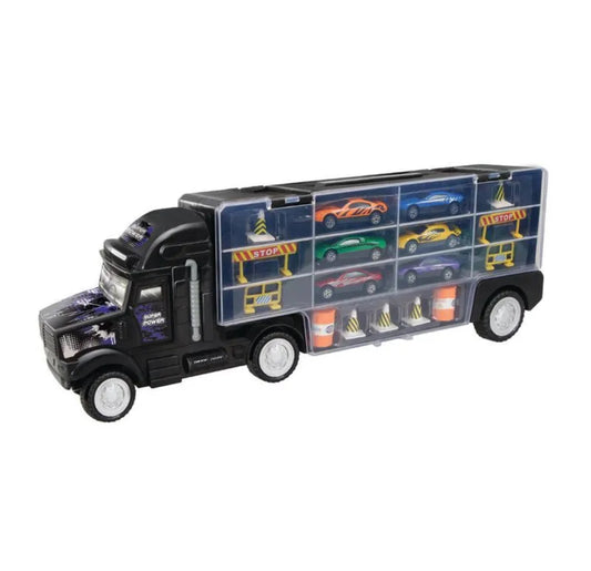 Juguete camion 6 carros y 11 accesorios