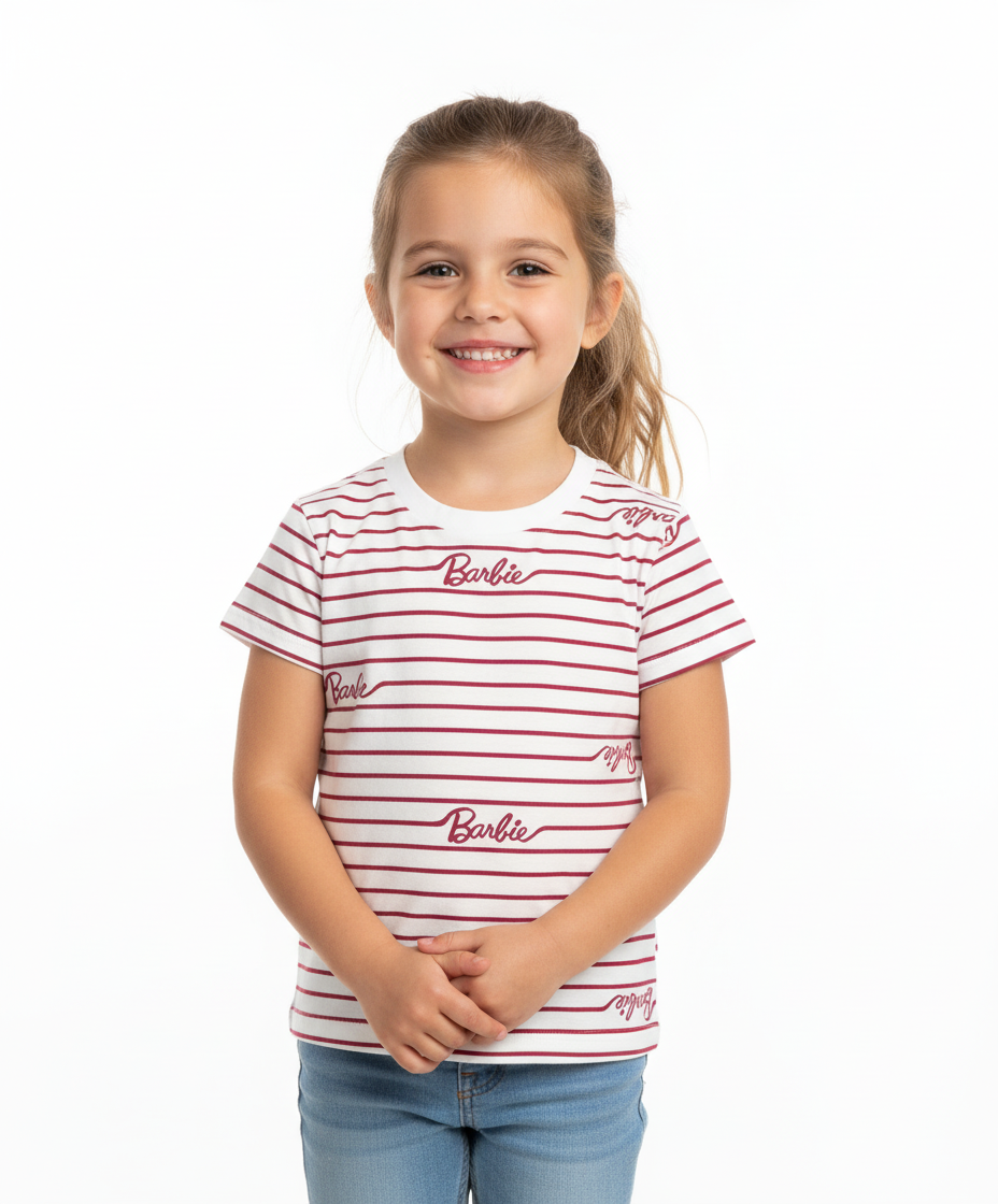 Camisa blanca rosado oscuro niña Barbie Disney BA-90049