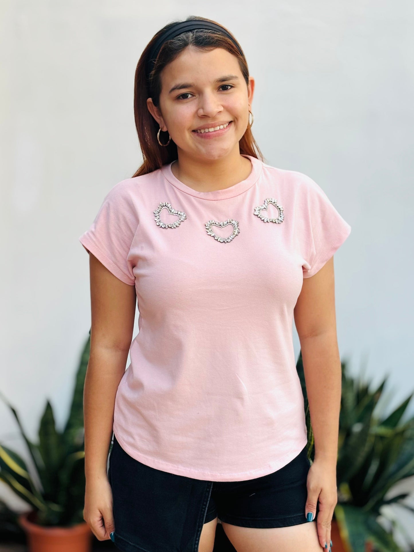 Camisa corazones brillantes rosado S-XL IN1-2219 450350