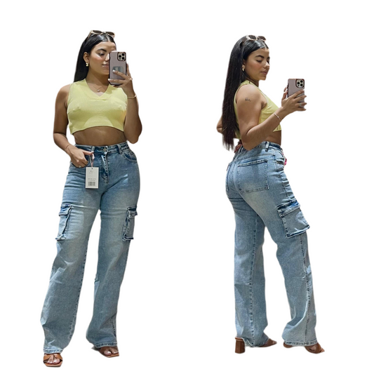 Pantalon Jeans claro cargo Mujer 3-15 Intrigue IN2-2466 645585