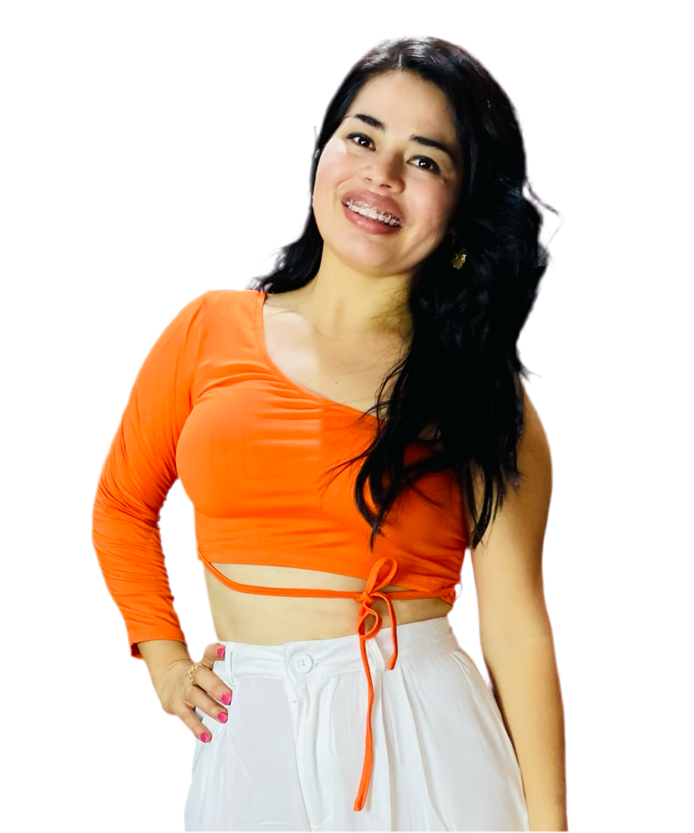 Camisa una manga larga mujer dama Intrigue INT1-670 anaranjado 390290 promo 4x1000