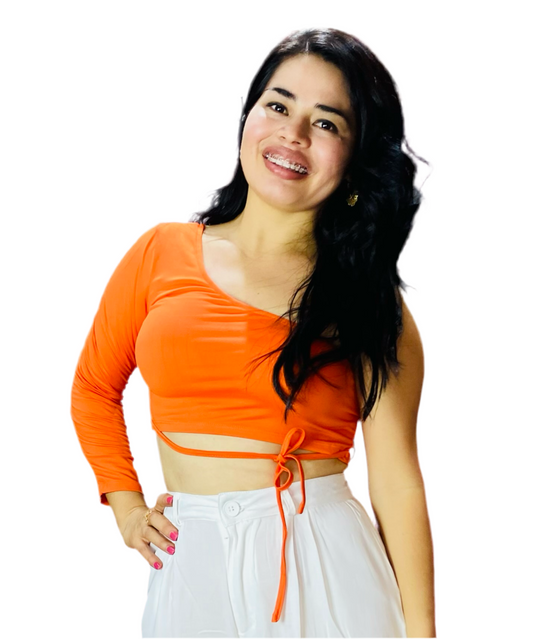 Camisa una manga larga mujer dama Intrigue INT1-670 anaranjado 390290 promo 4x1000