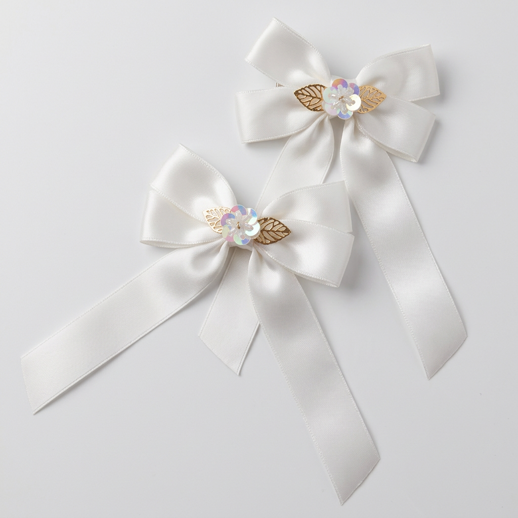 Par ganchos blanco con flor  handmade