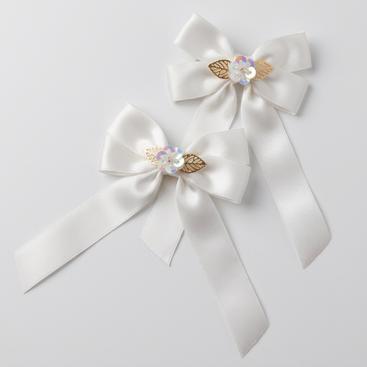 Par ganchos blanco con flor  handmade