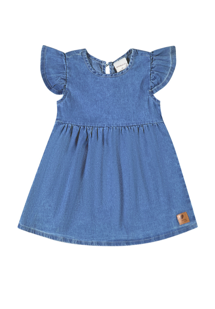 Vestido azul jean quimbybaby bebe niña 34132-184025 revuelos denim