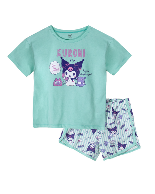 Pijama verde camisa y short manga corta kuromi call St.Jack's niña  2080180001