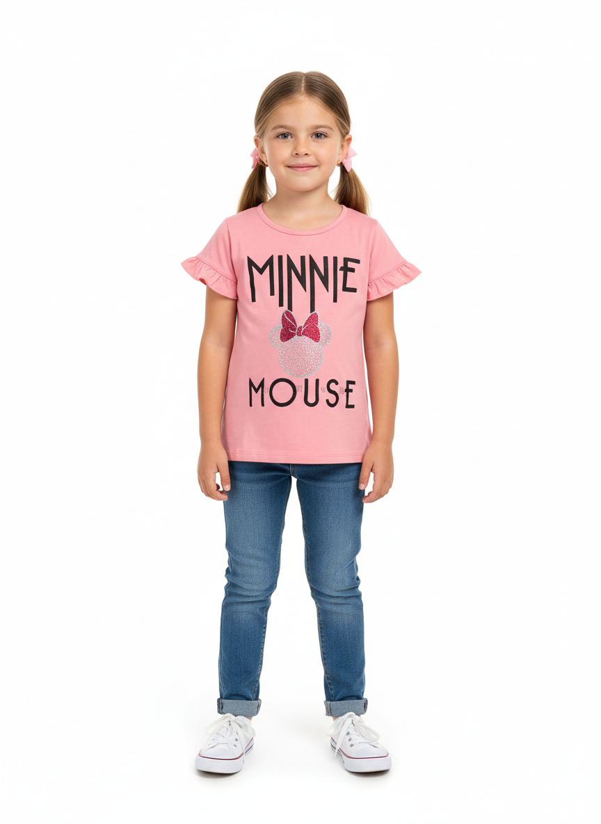 Camisa rosado claro perlas niña Minnie Disney MM-2503 promo 3x1000