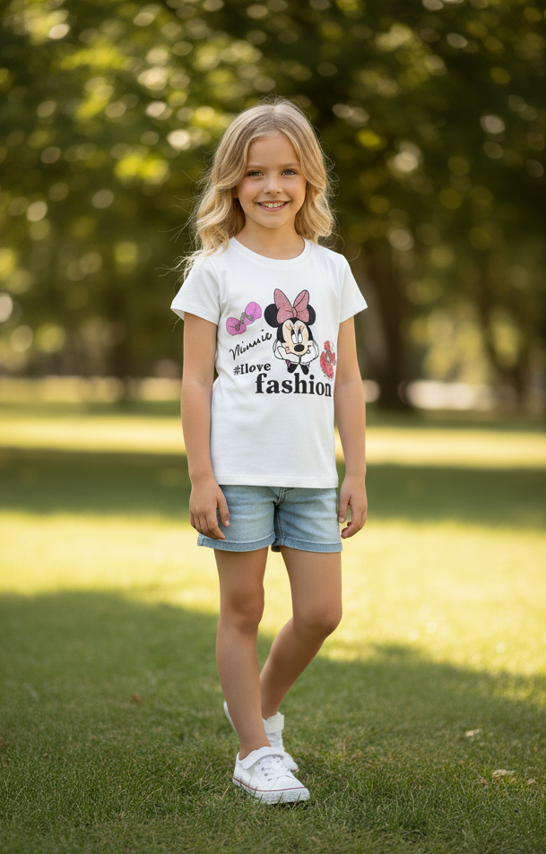 Camisa blanca niña Minnie Disney MM-2405 promo 3x1000