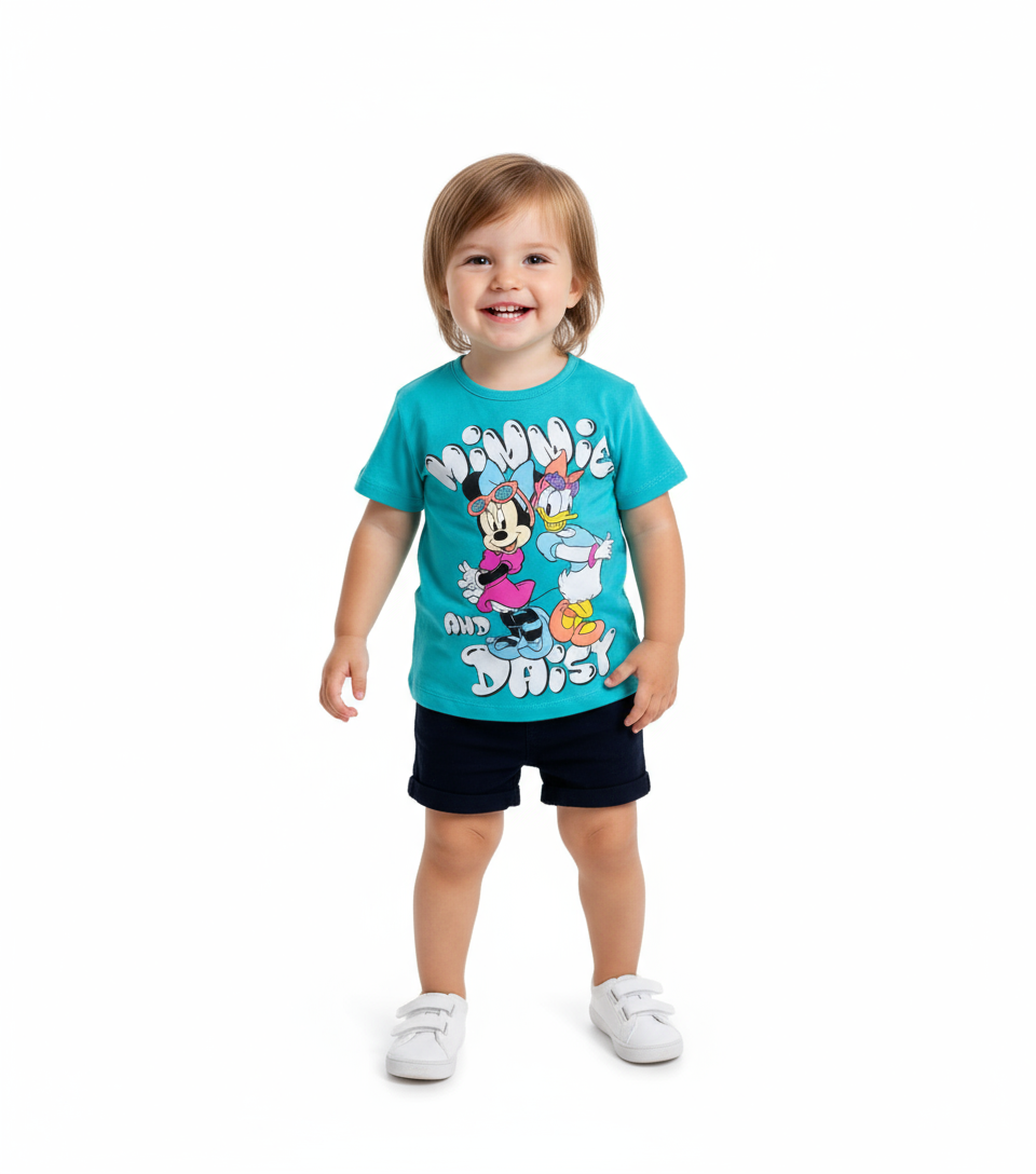 Set 2 piezas camisa verde celeste bebe niña minnie disney D9-MI-1259B promo 2x1000