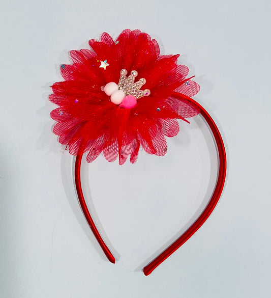 Diadema vincha roja corona estrella