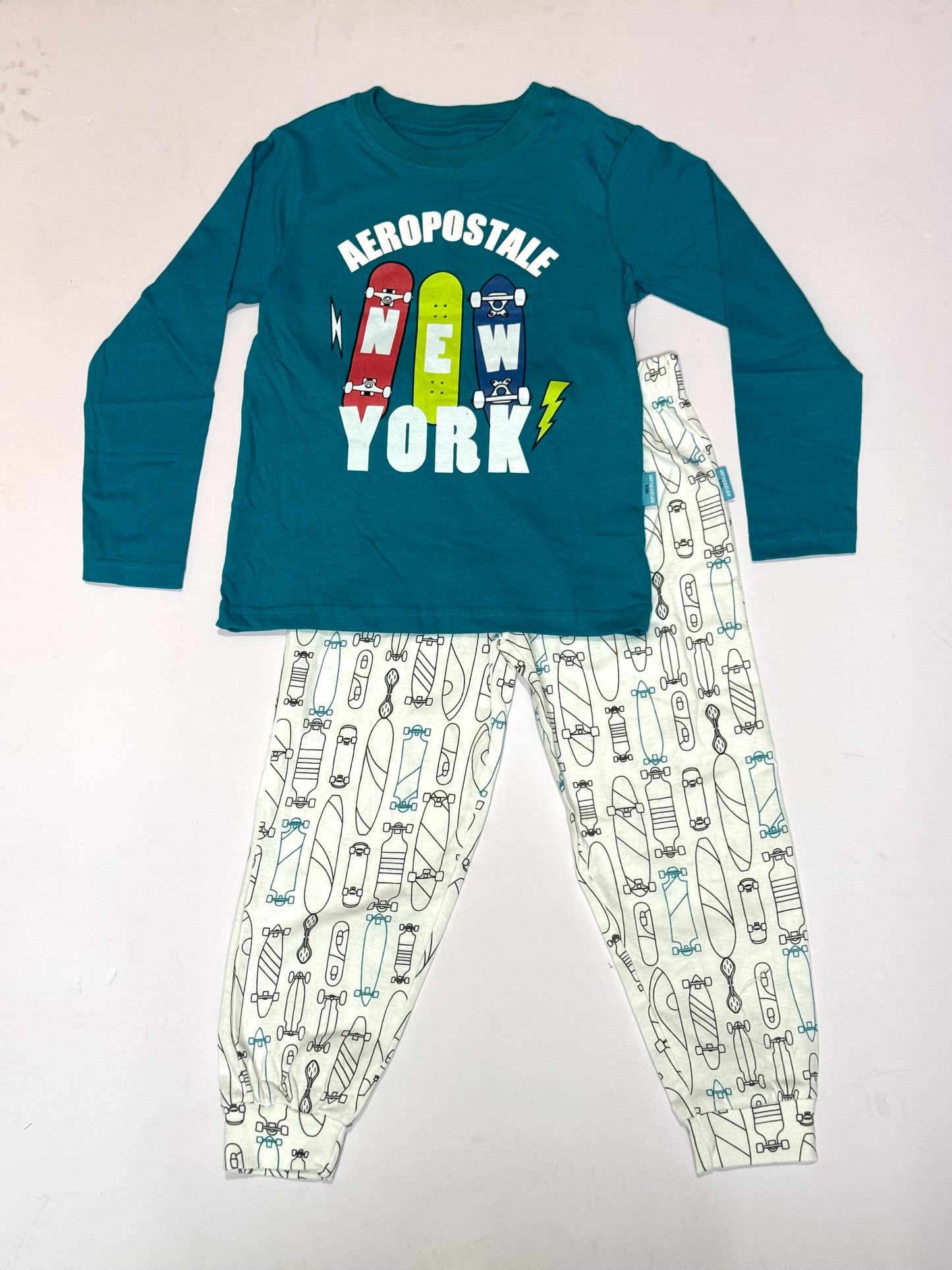 Pijama niño camisa new york azul claro pantalon blanco Aeropostale 3167