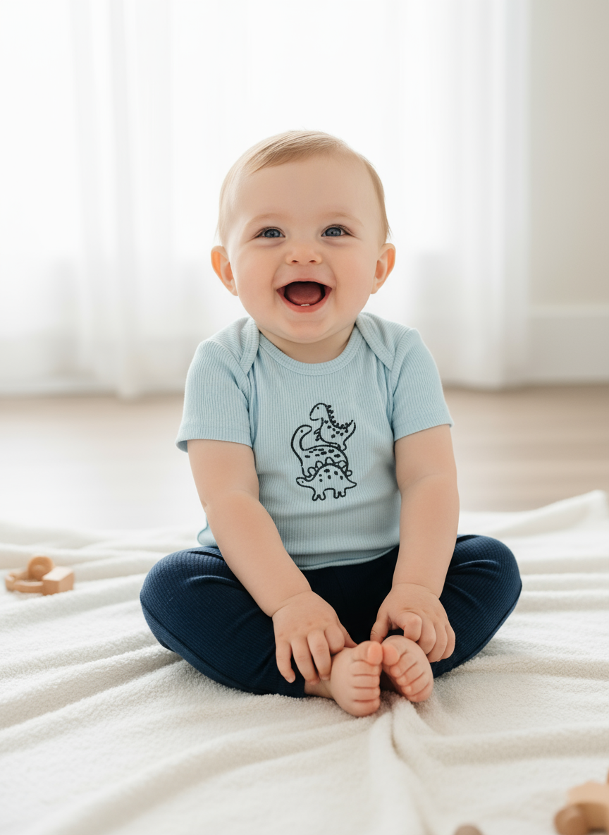 Set 2 piezas mameluco pijama azul bebe niño Tinytots AP15067