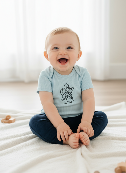 Set 2 piezas mameluco pijama azul bebe niño Tinytots AP15067