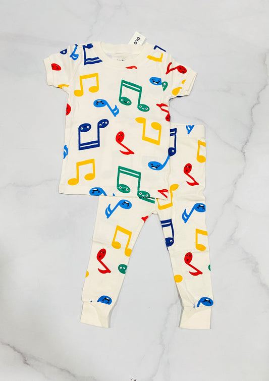 Set 2 piezas pijama blanca musical old navy niño