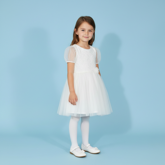 Vestido blanco tutu niña gala bautizo