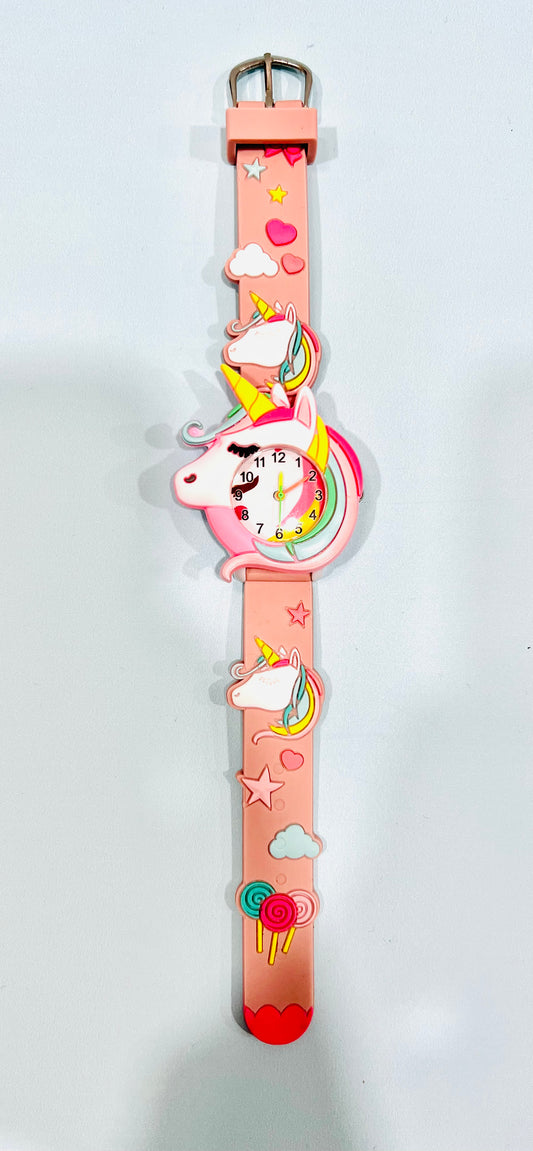 Reloj unicornio rosado corazones Niña